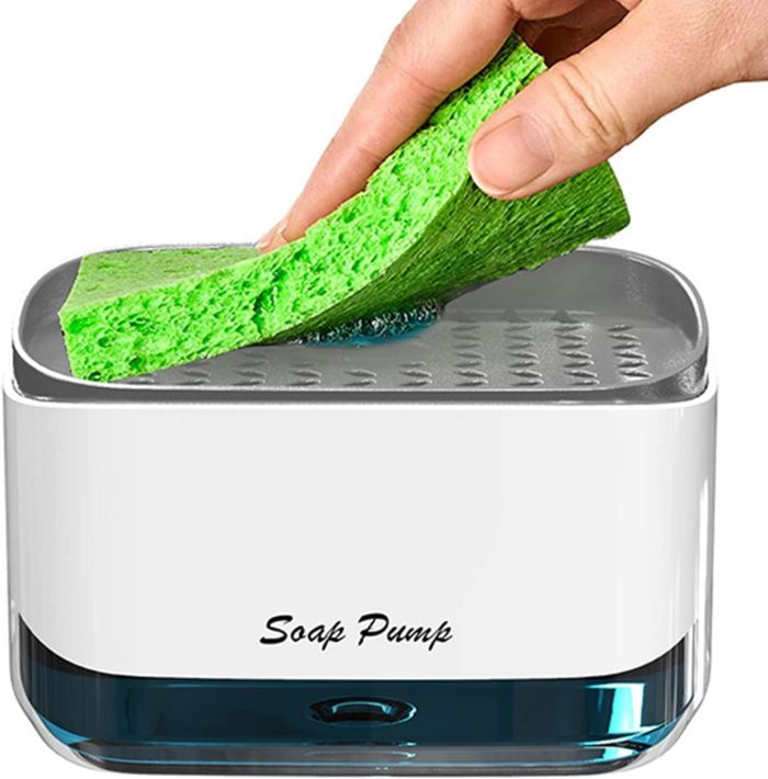 Диспенсер для моющего средства с подставкой для губки Soap Pump & Sponge Caddy