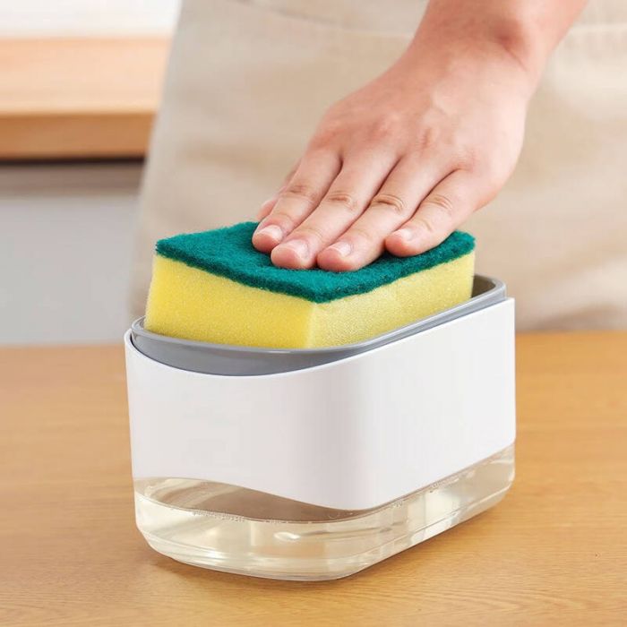 Диспенсер для моющего средства с подставкой для губки Soap Pump & Sponge Caddy