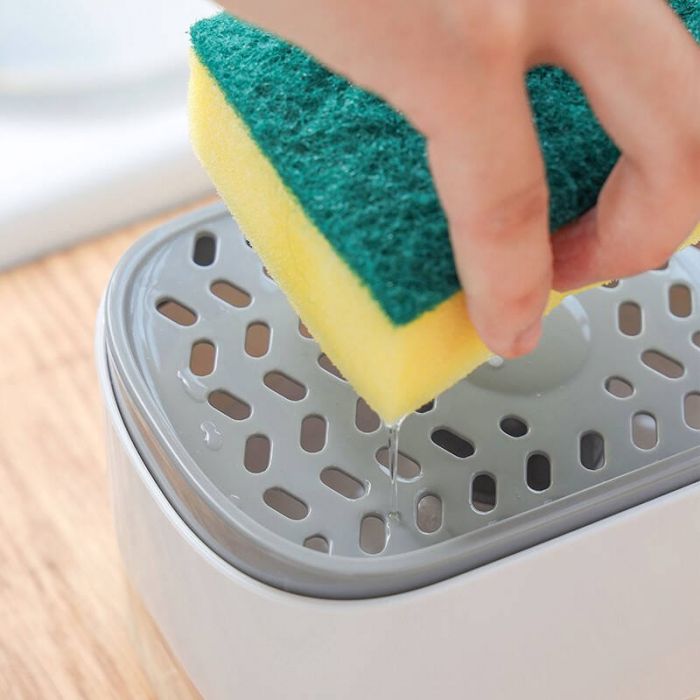 Диспенсер для моющего средства с подставкой для губки Soap Pump & Sponge Caddy