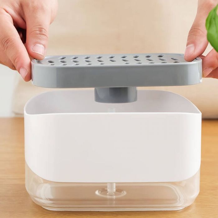 Диспенсер для моющего средства с подставкой для губки Soap Pump & Sponge Caddy