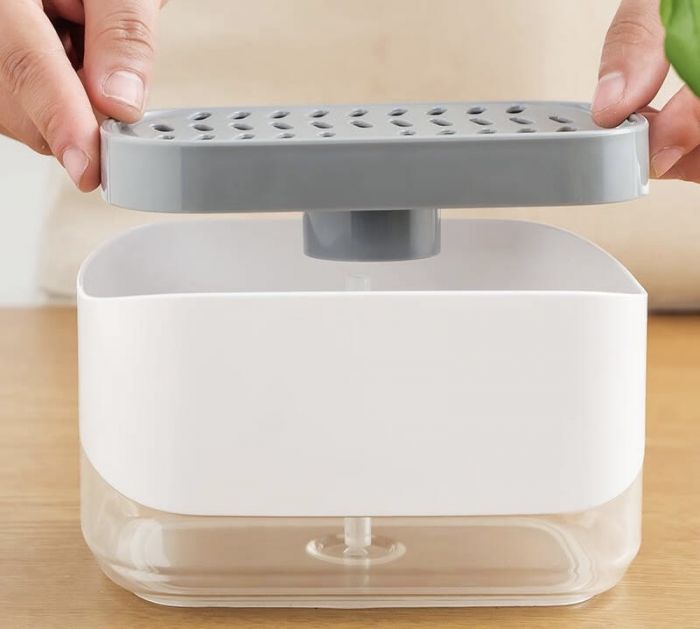 Диспенсер для моющего средства с подставкой для губки Soap Pump & Sponge Caddy