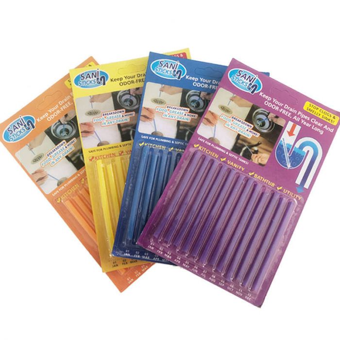 Палочки для прочистки слива раковины, ванны, мойки. Sani Sticks, 12 шт.