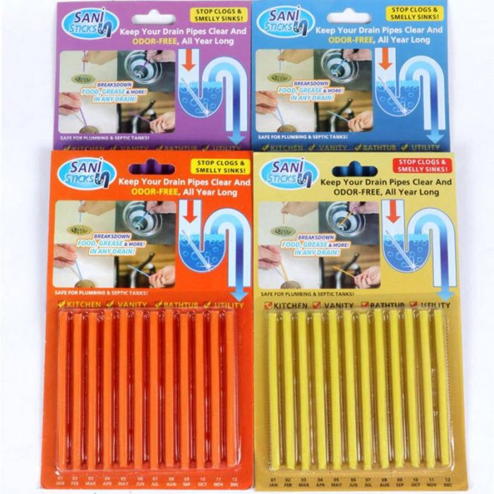 Палочки для прочистки слива раковины, ванны, мойки. Sani Sticks, 12 шт.