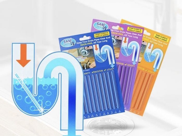 Палочки для прочистки слива раковины, ванны, мойки. Sani Sticks, 12 шт.