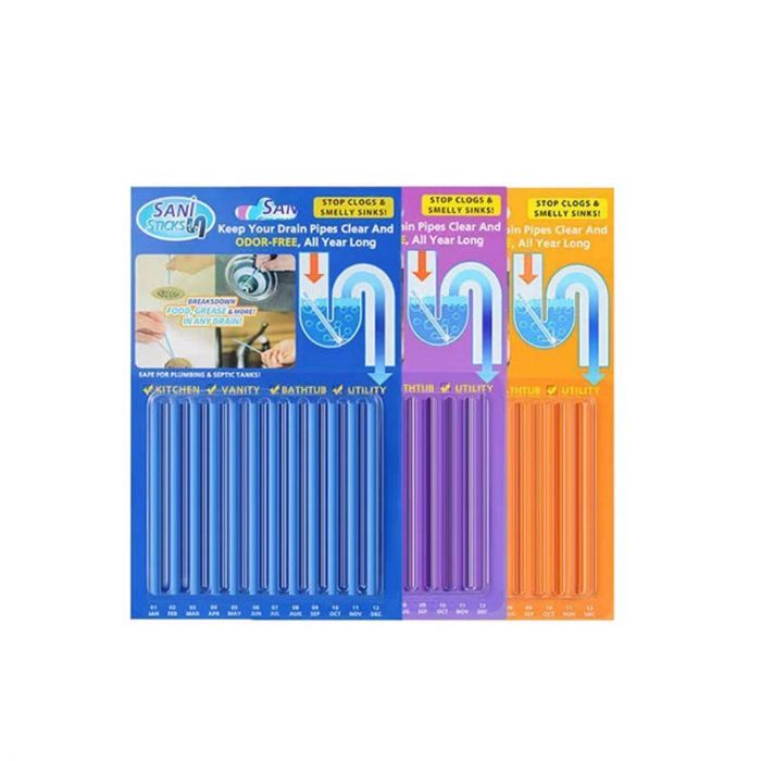 Палочки для прочистки слива раковины, ванны, мойки. Sani Sticks, 12 шт.