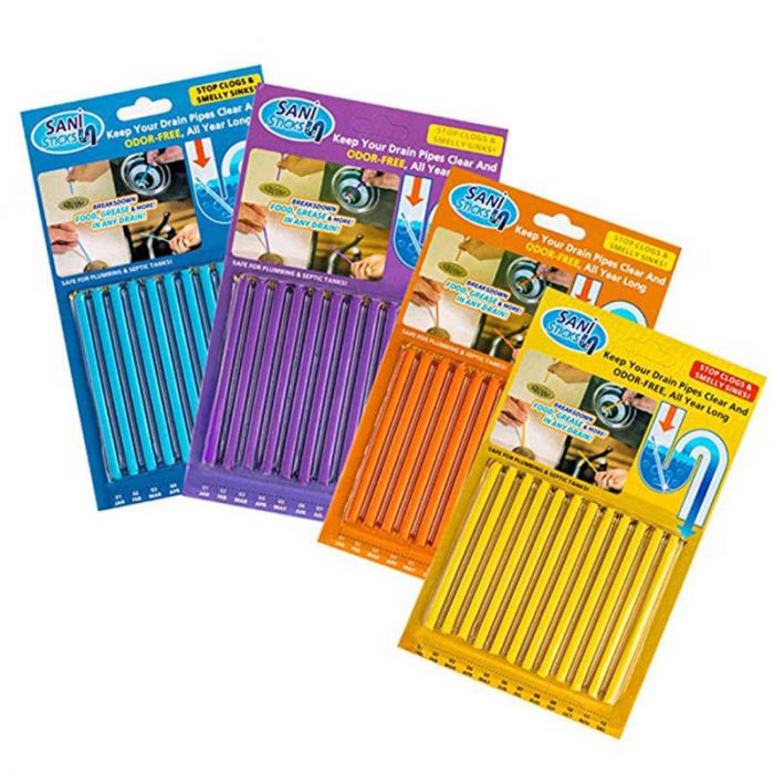 Палочки для прочистки слива раковины, ванны, мойки. Sani Sticks, 12 шт.